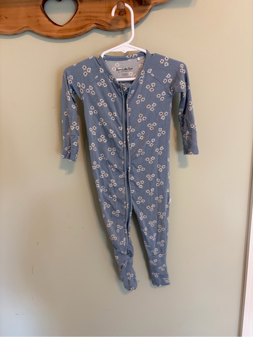 Blue Floral Zip-Front Kids One-Piece Sleeper by brave little ones